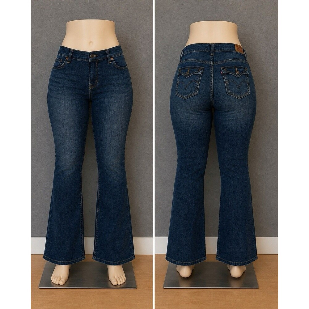 Levis 515 Bootcut Jeans Womens 14M Blue Stretch Denim Studded Flap Pocket Y2K